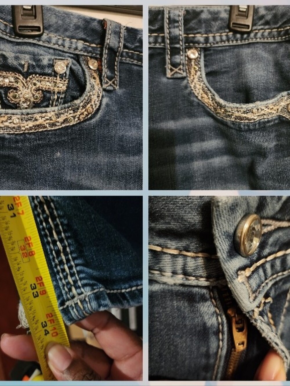 Rock Revival Tansy Mid-Rise Curvy Boot Jeans Size 30, Inseam 34" Hem Wear, Spot - Picture 8 of 12